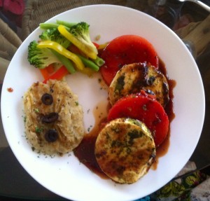 Gegrillte Melone und Tofu
